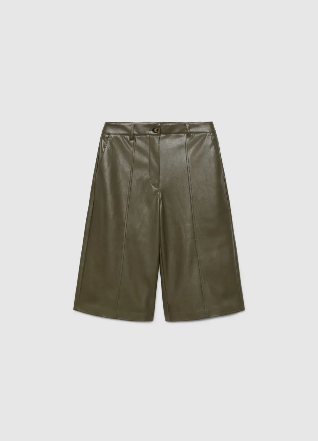 Calliope Bermuda uni femme taille haute poches