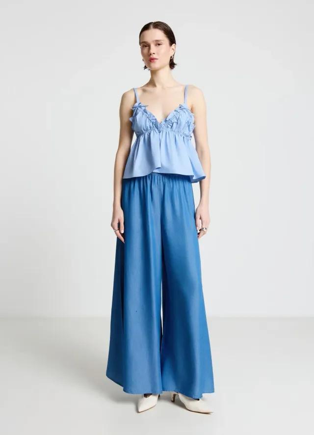 Calliope top femme bretelles col V volants