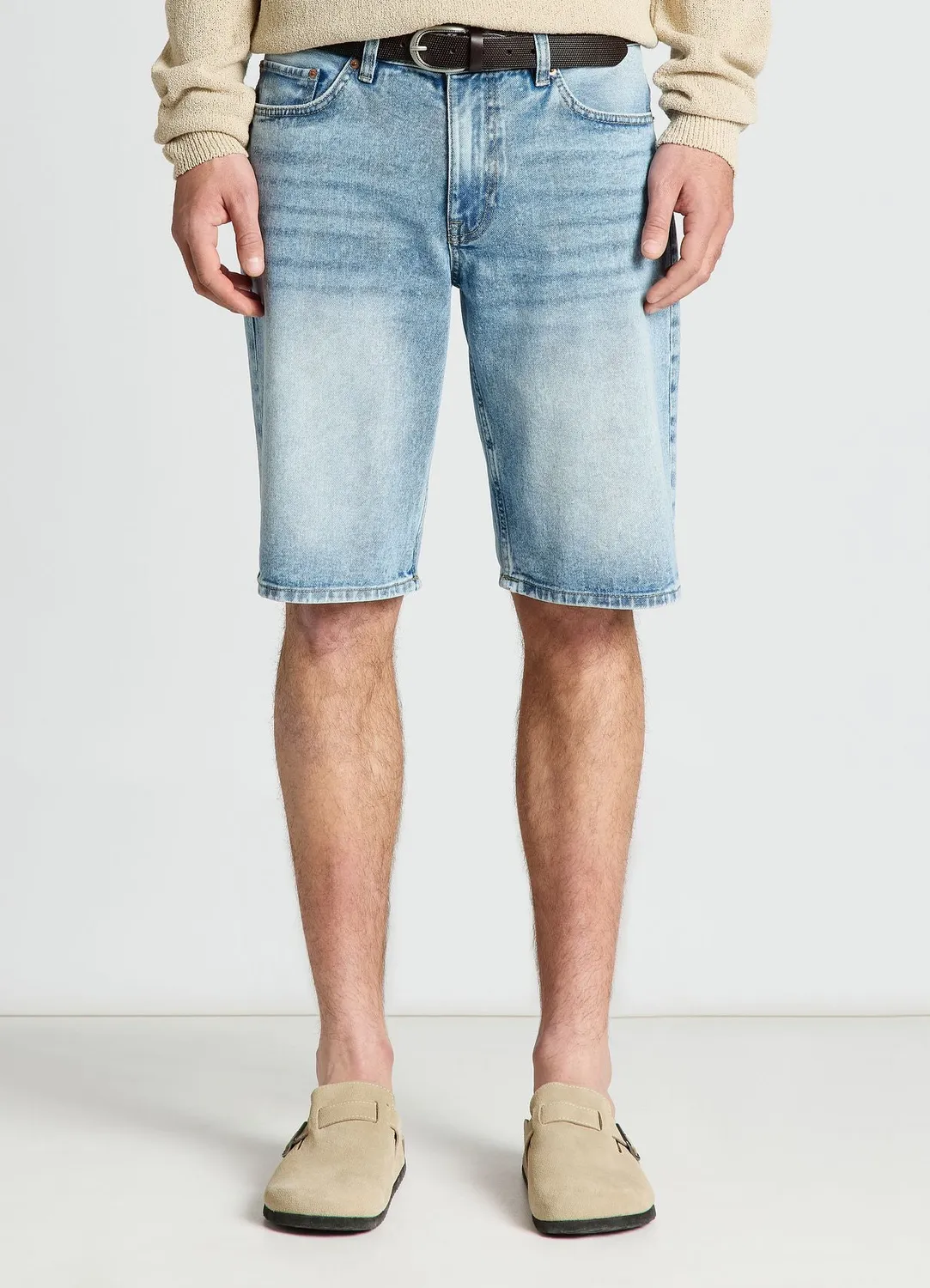 Calliope short jean homme à revers coupe droite