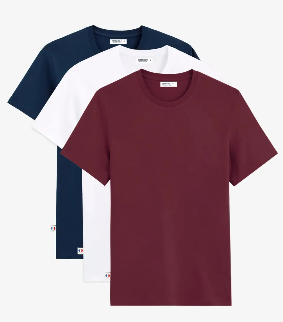 Cocorico Pack t-shirt homme x3 coton blanc