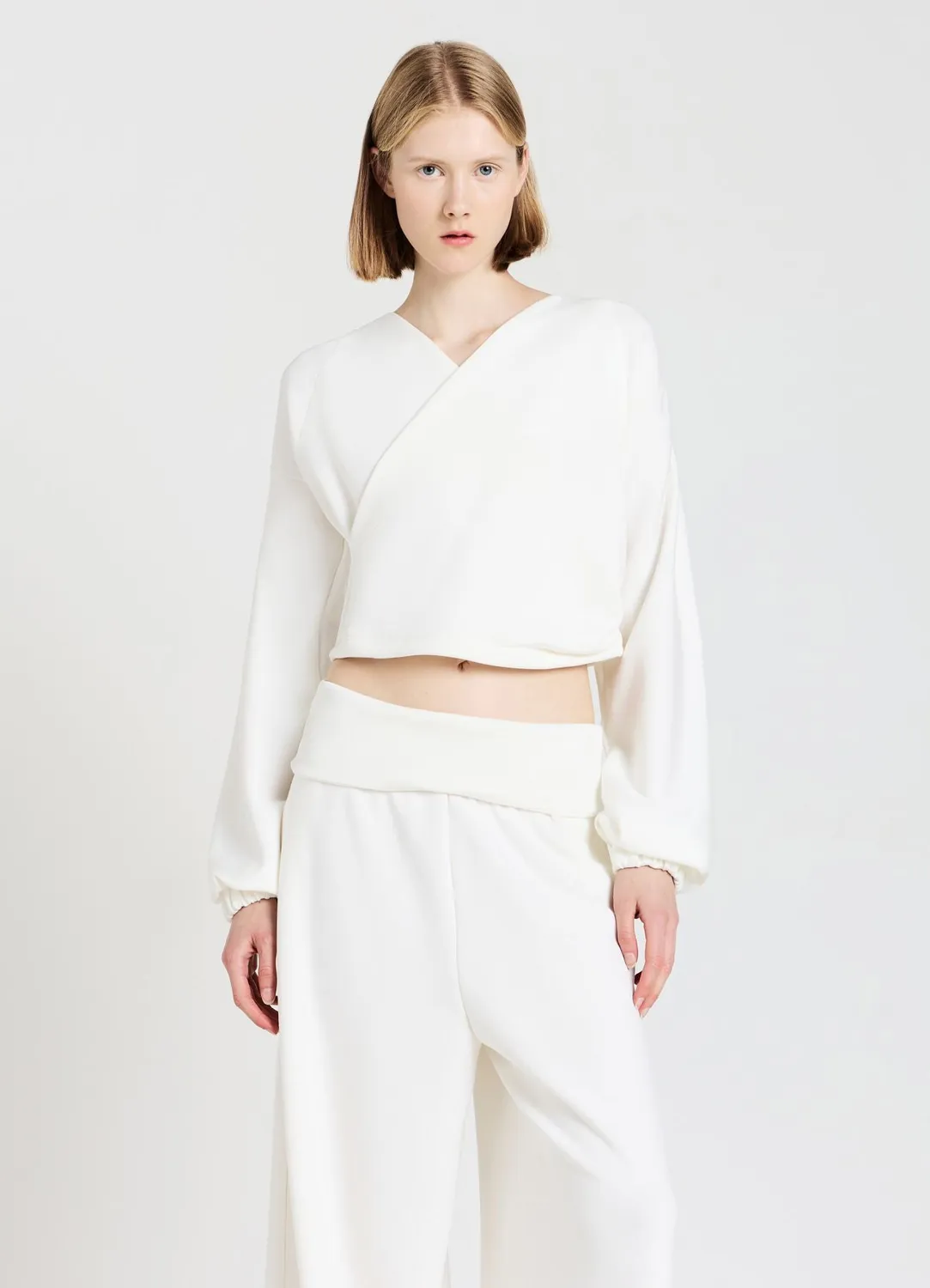 Calliope Sweat Femme Croisé Froncé Crop TU