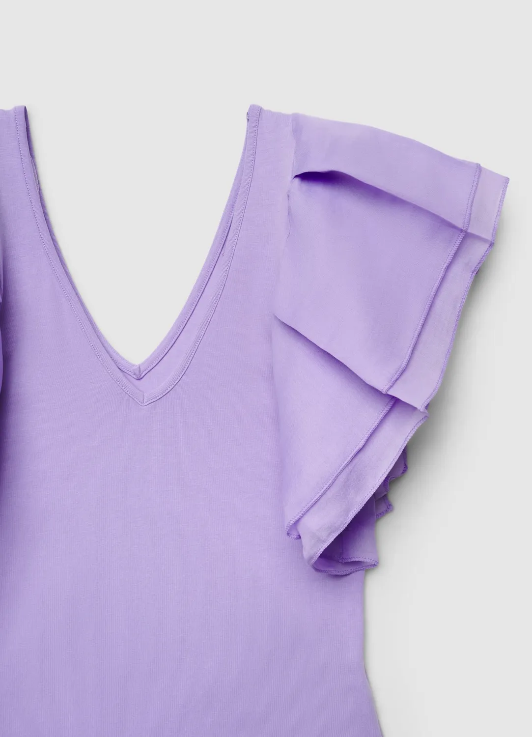 Calliope t-shirt col V volants organza uni