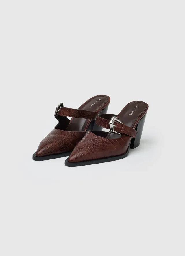 Calliope mules croco boucle femme talon 9 cm 38