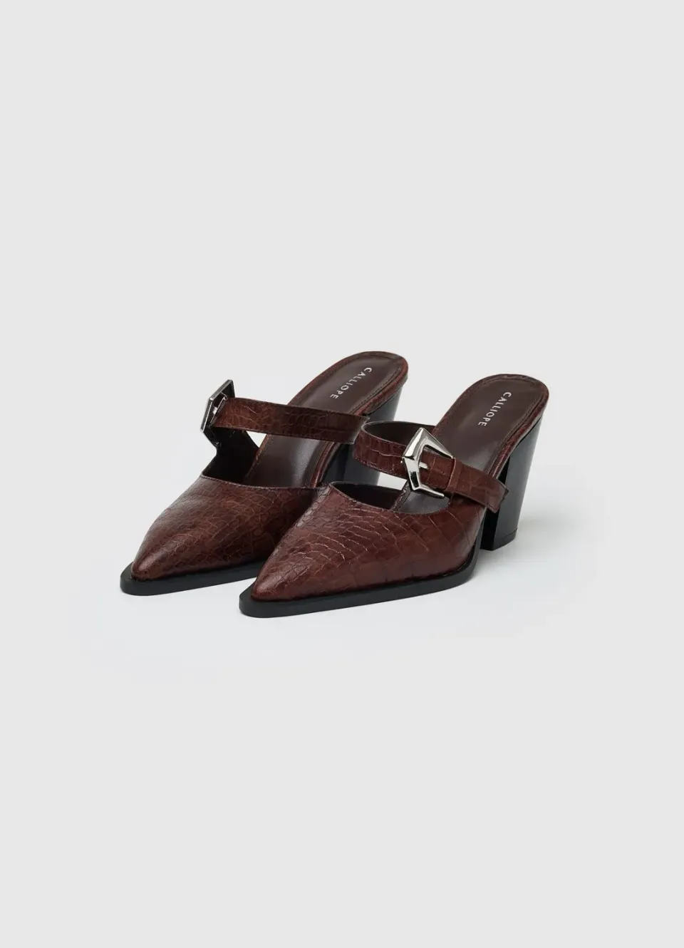 Calliope mules croco boucle femme talon 9 cm 38