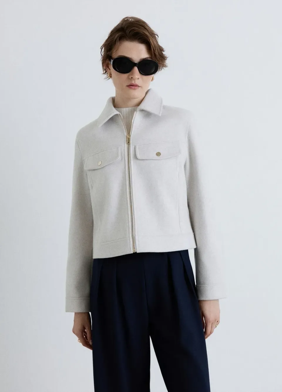 Calliope Giacca corta veste courte zip femme unie