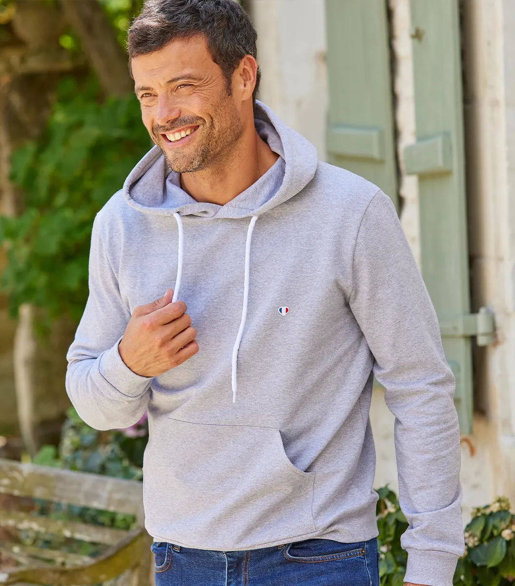 Cocorico Iconique sweat capuche homme gris coton