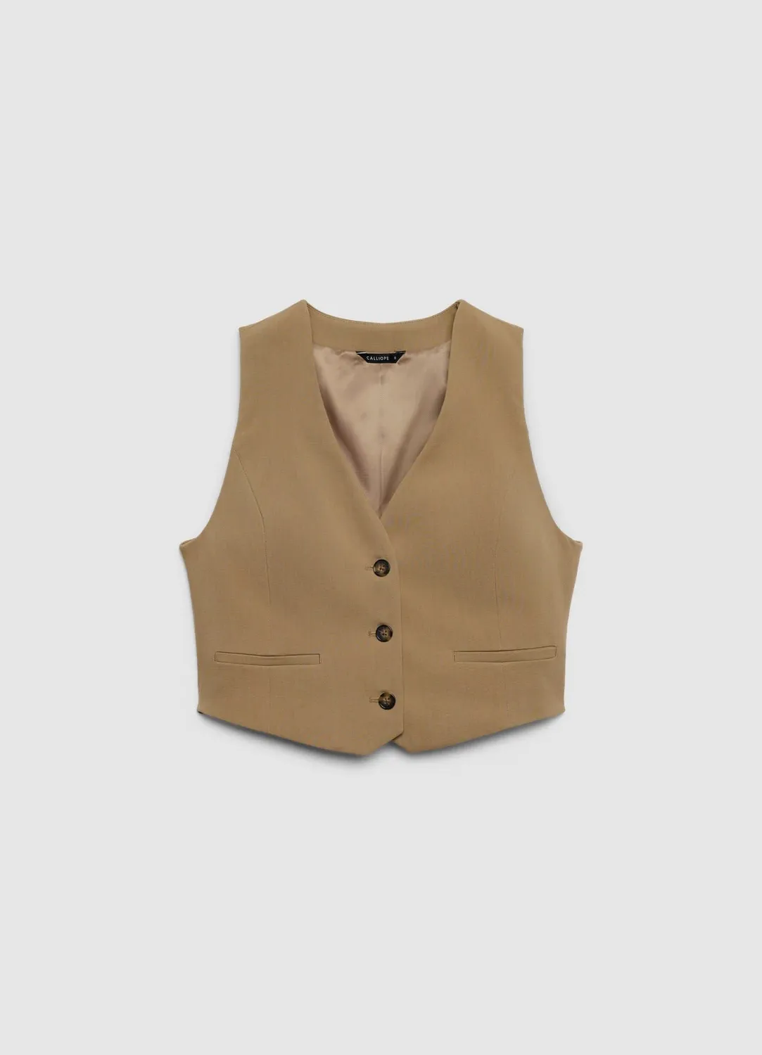 Calliope gilet court femme col V 3 boutons