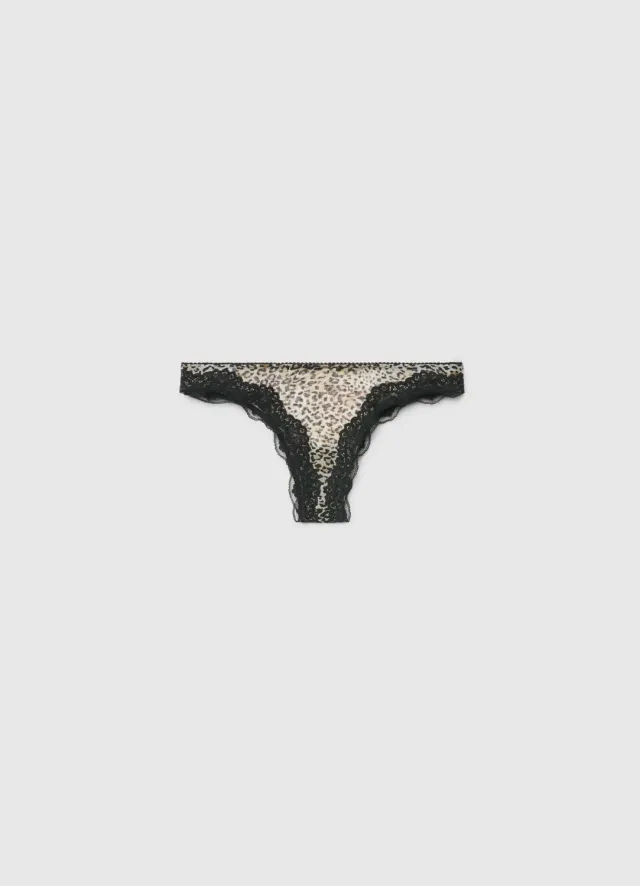 Calliope slip brésilien dentelle léopard femme