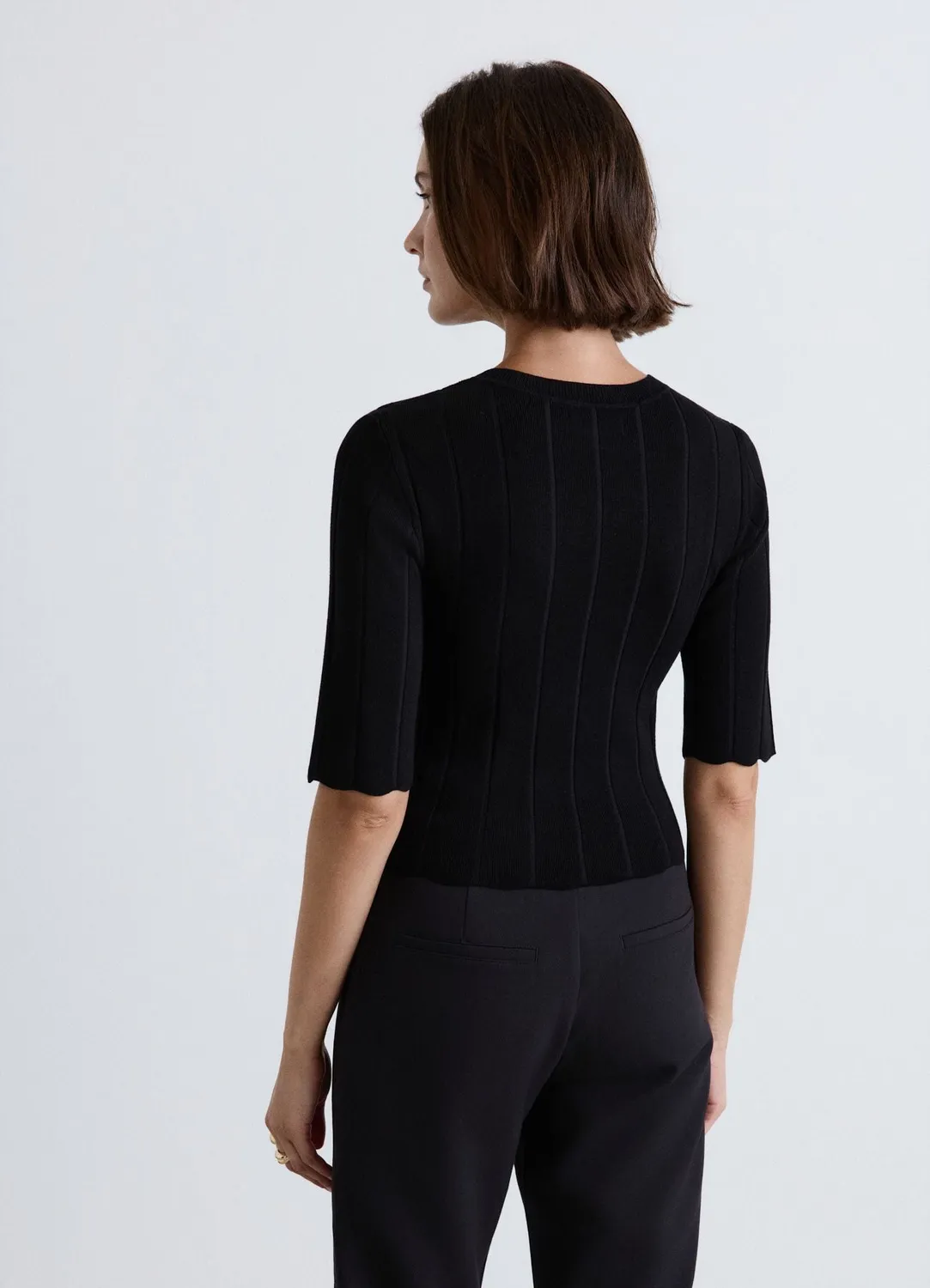Calliope t-shirt femme côtelé bords ondulés 3/4