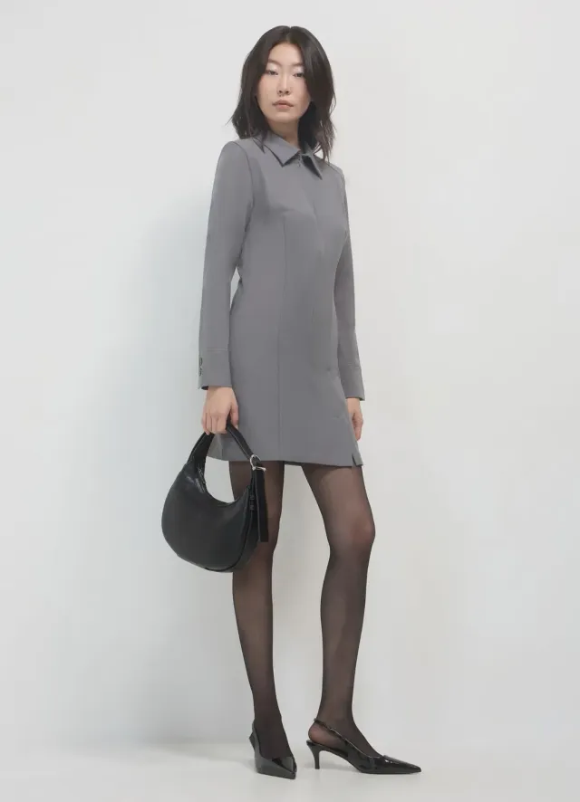 Calliope robe chemise mini femme manches longues