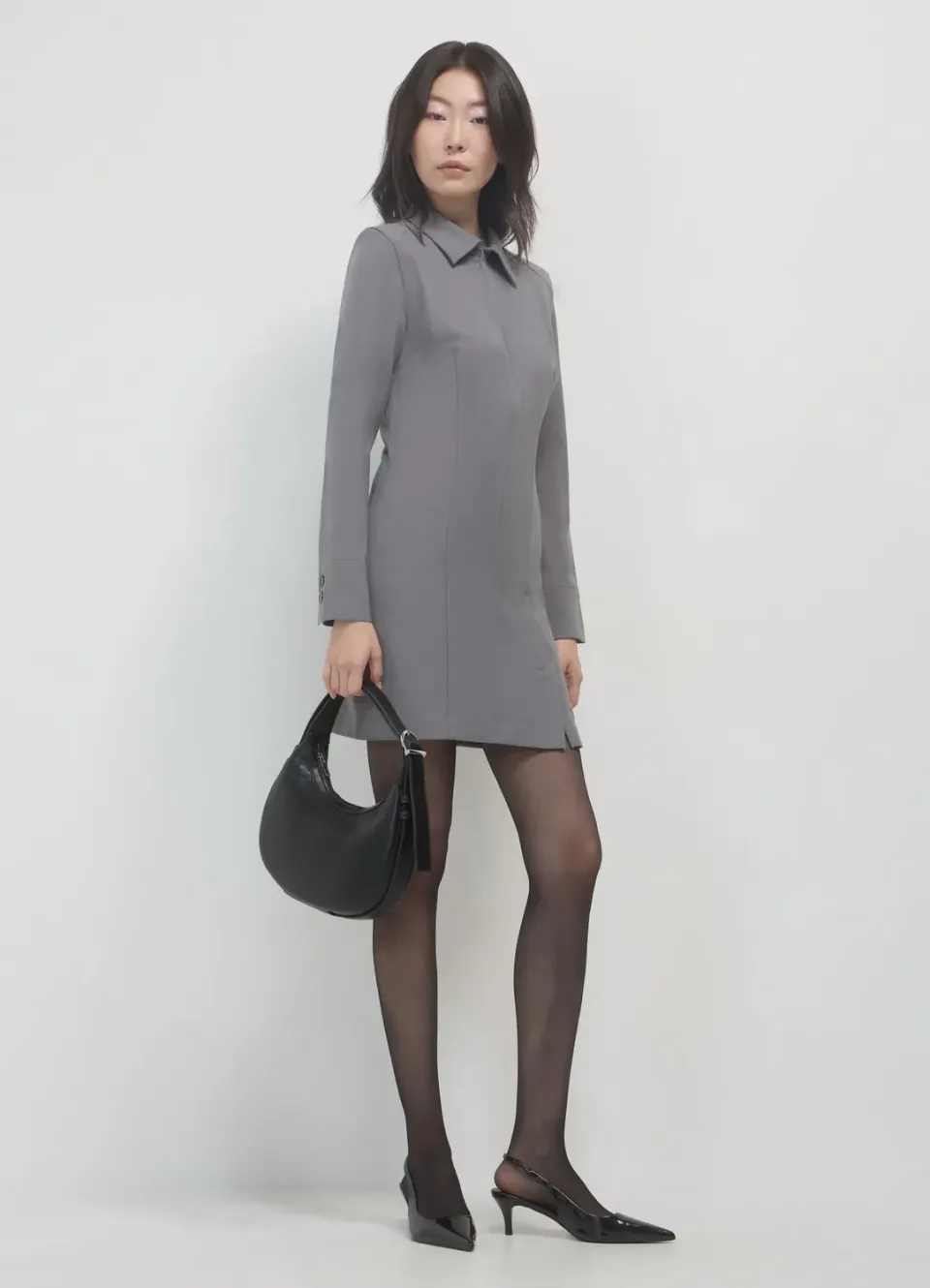 Calliope robe chemise mini femme manches longues