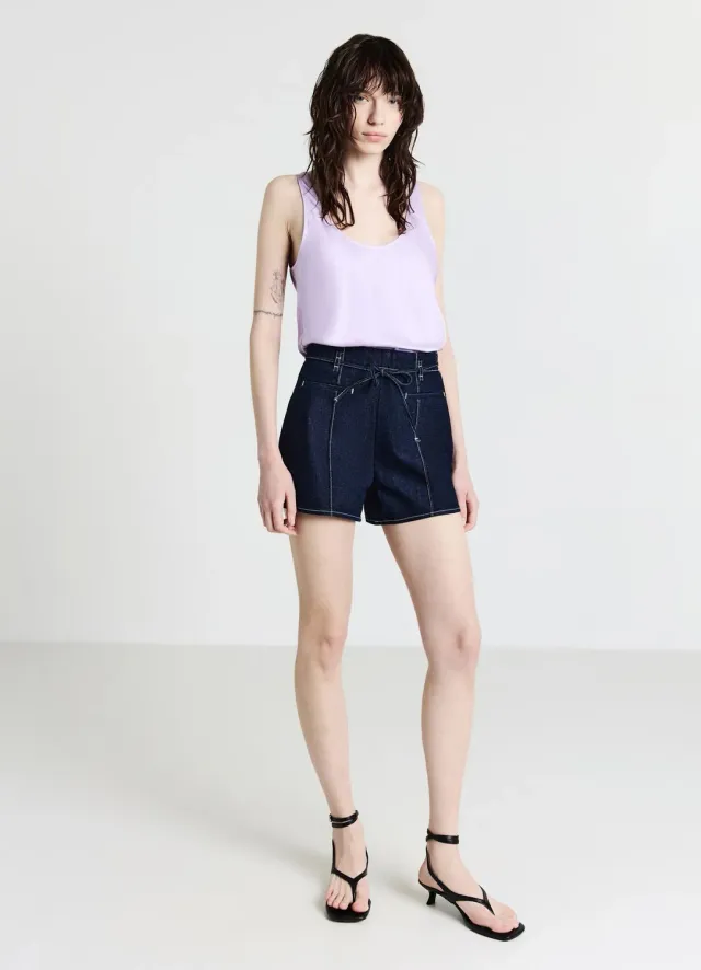 Calliope short denim femme coutures contraste
