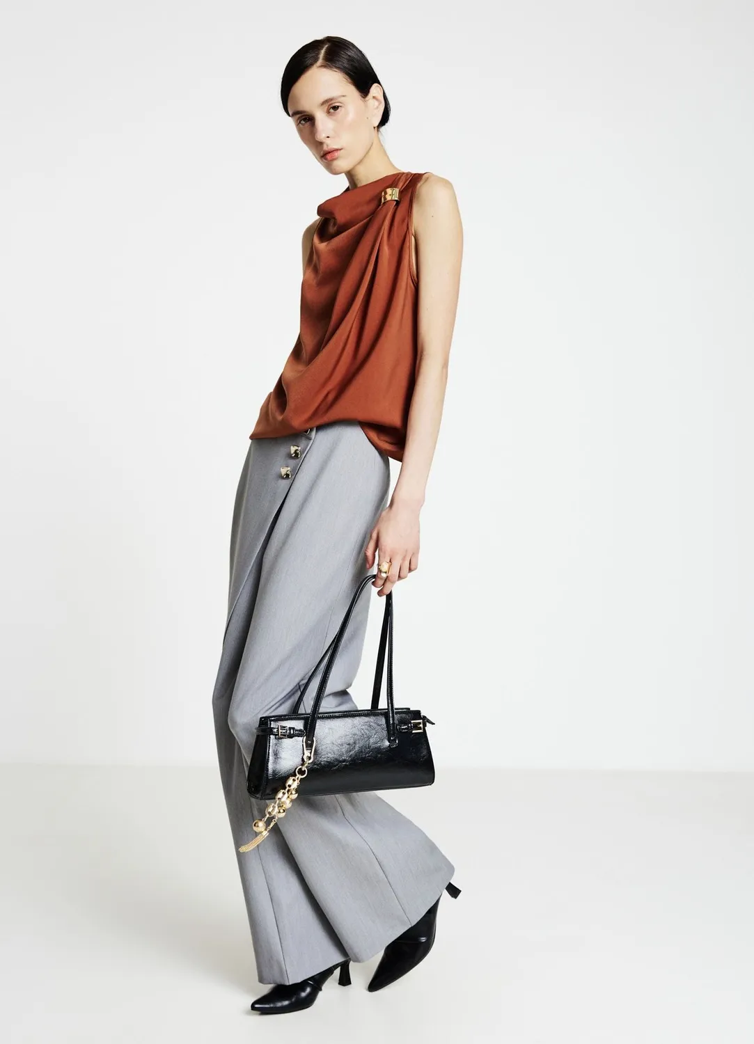 Calliope pantalon portefeuille femme wide leg uni boutons