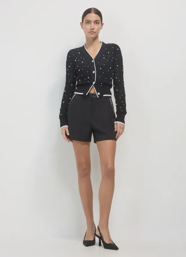 Calliope short femme perles poches latérales uni