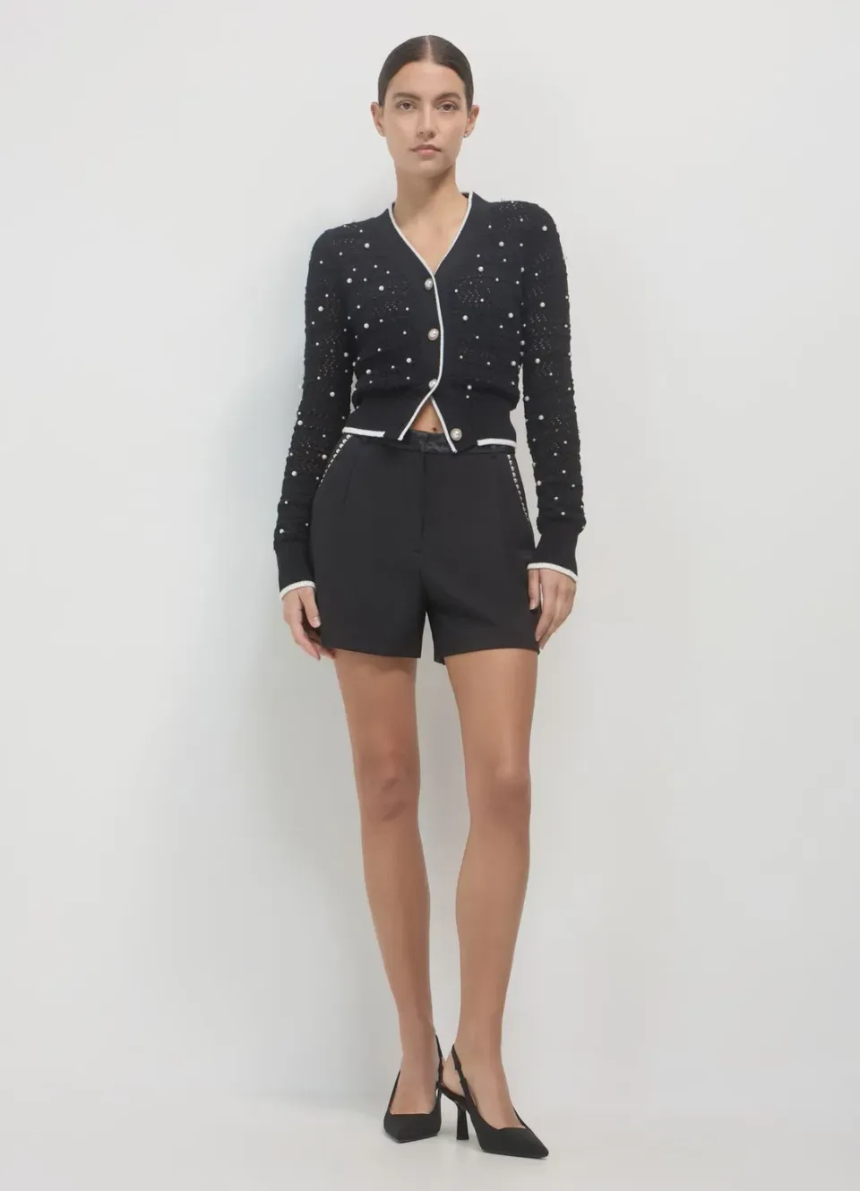 Calliope short femme perles poches latérales uni