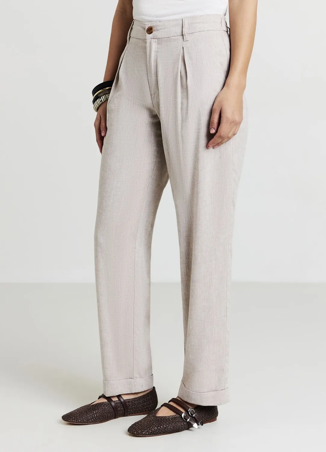 Calliope pantalon femme misto lino poches