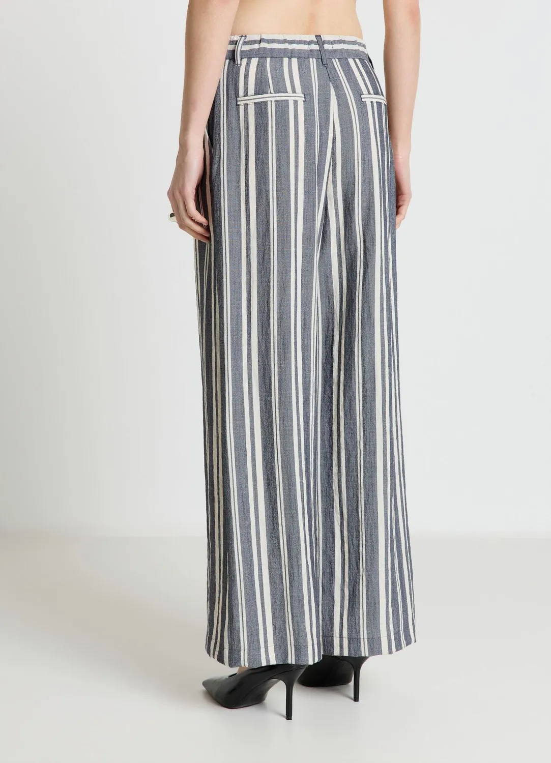 Calliope Pantalon Palazzo Rayé Femme Taille Haute