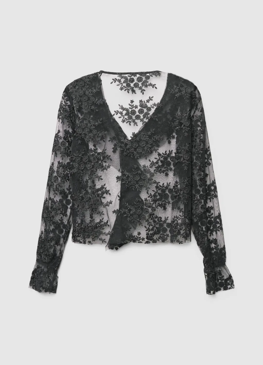 Calliope Blouse femme dentelle transparente volants