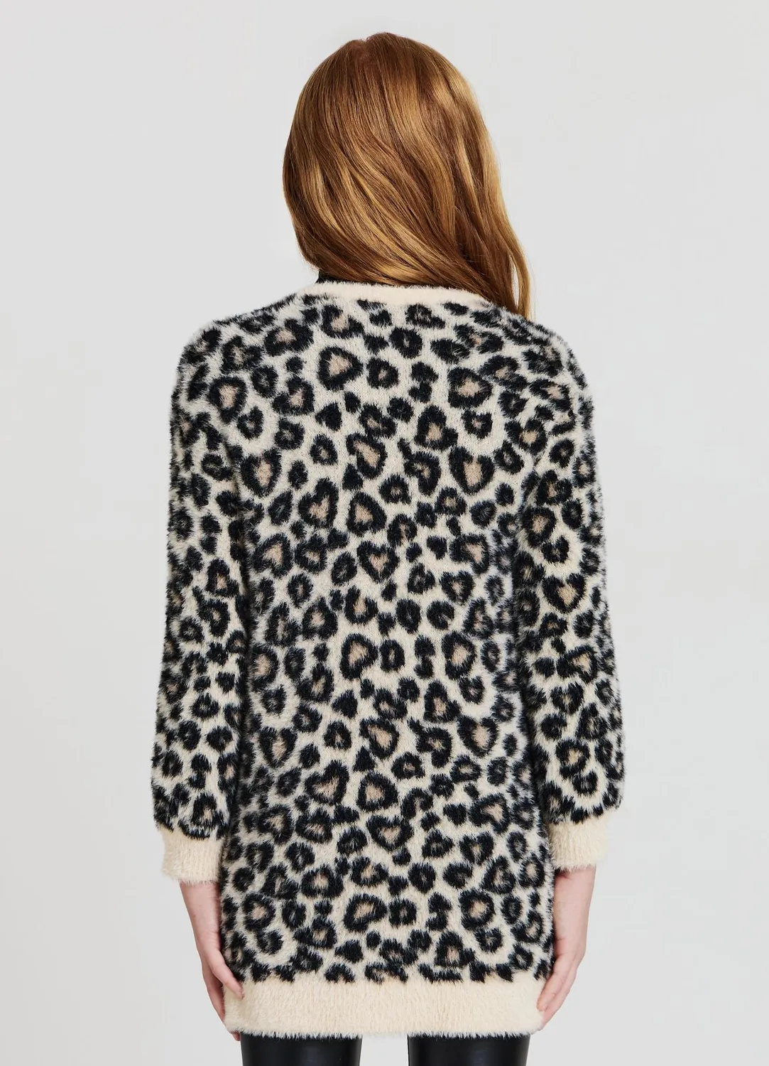 Calliope cardigan fille ouvert imprimé léopard