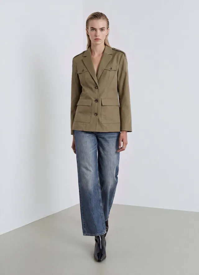 Calliope veste militaire femme poches rabat unie