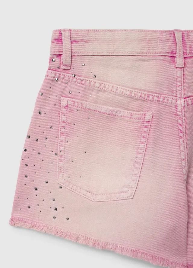 Calliope short jean fille strass délavé