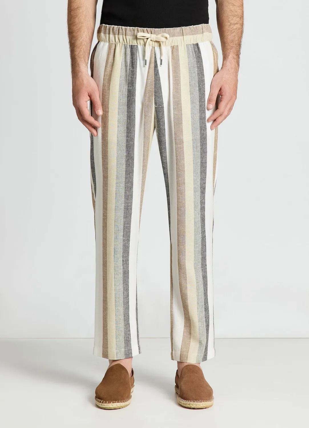Calliope pantalon jogger rayé pantalon lin homme