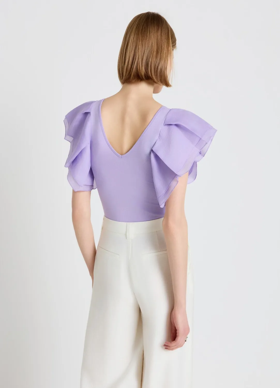 Calliope t-shirt col V volants organza uni