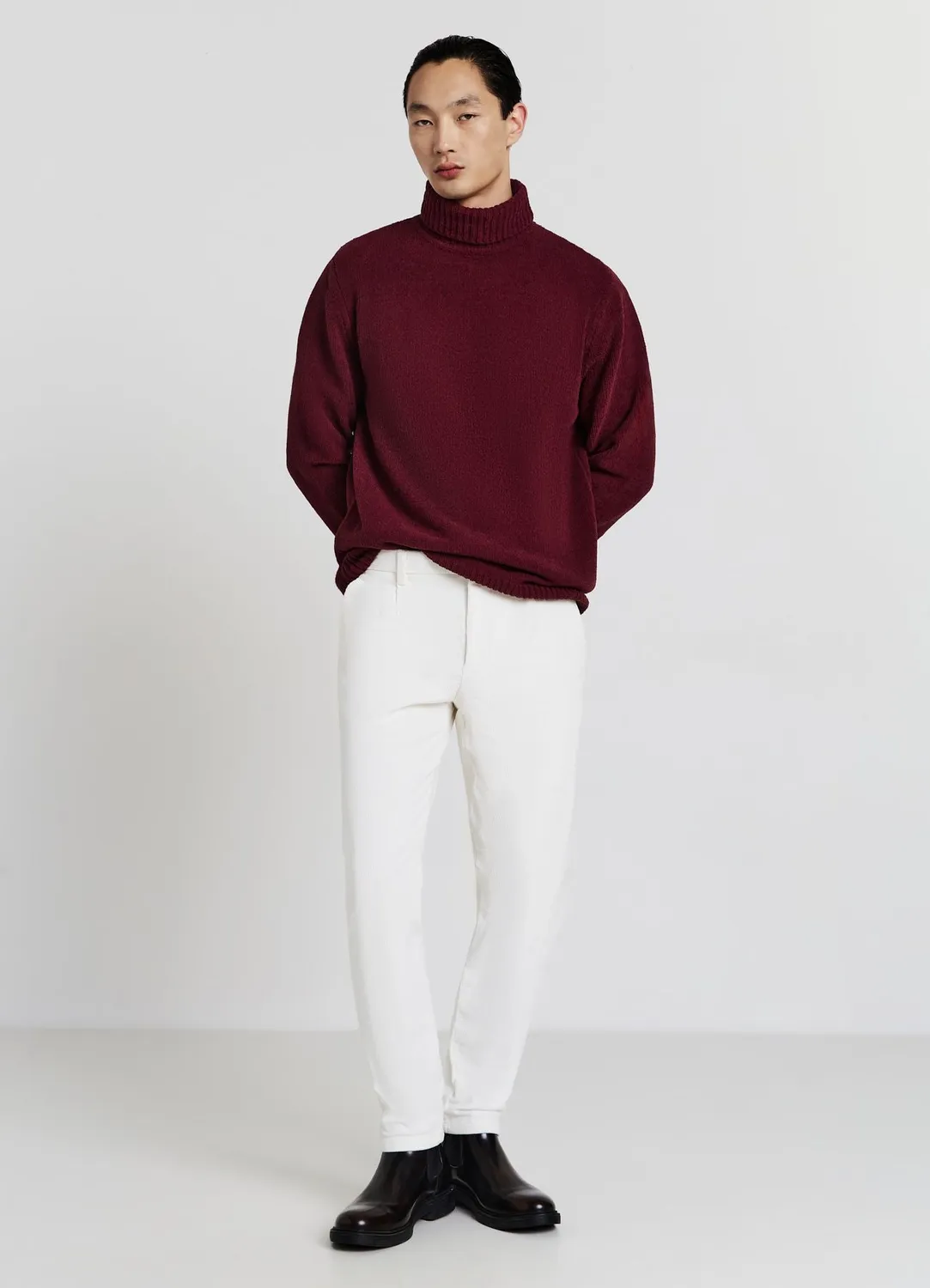 Calliope Pull col roulé chenille homme L uni