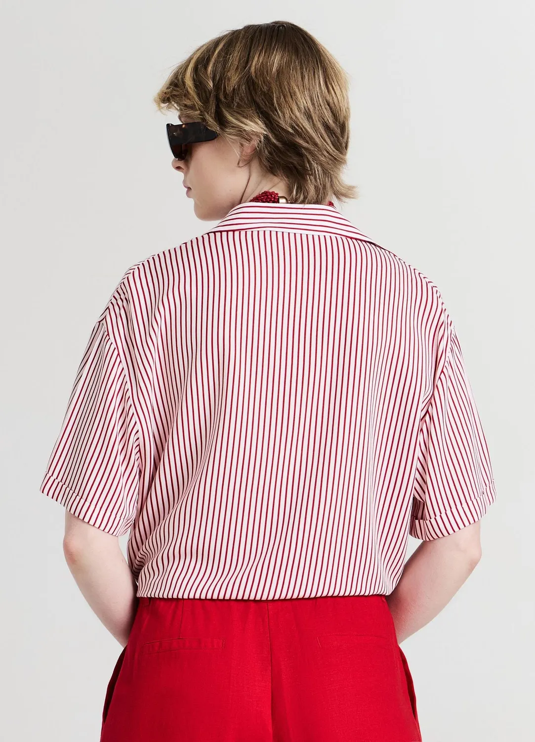 Calliope Chemise rayée nouée femme manches courtes