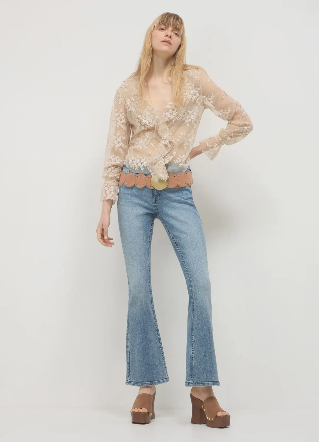 Calliope blouse femme dentelle volants manches longues S