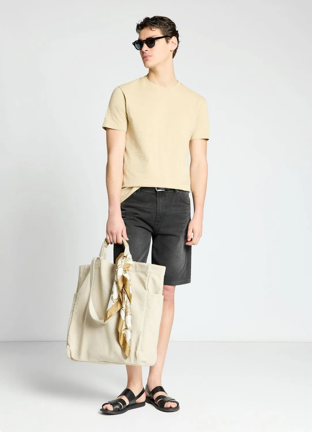 Calliope T-shirt homme à losanges en relief col rond