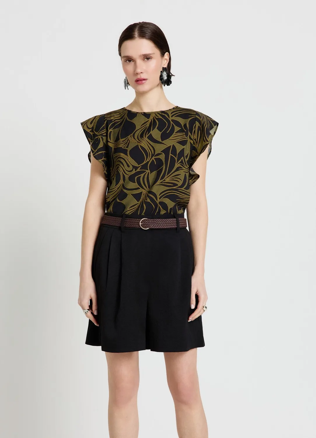 Calliope bermuda femme taille haute ceinture tressée