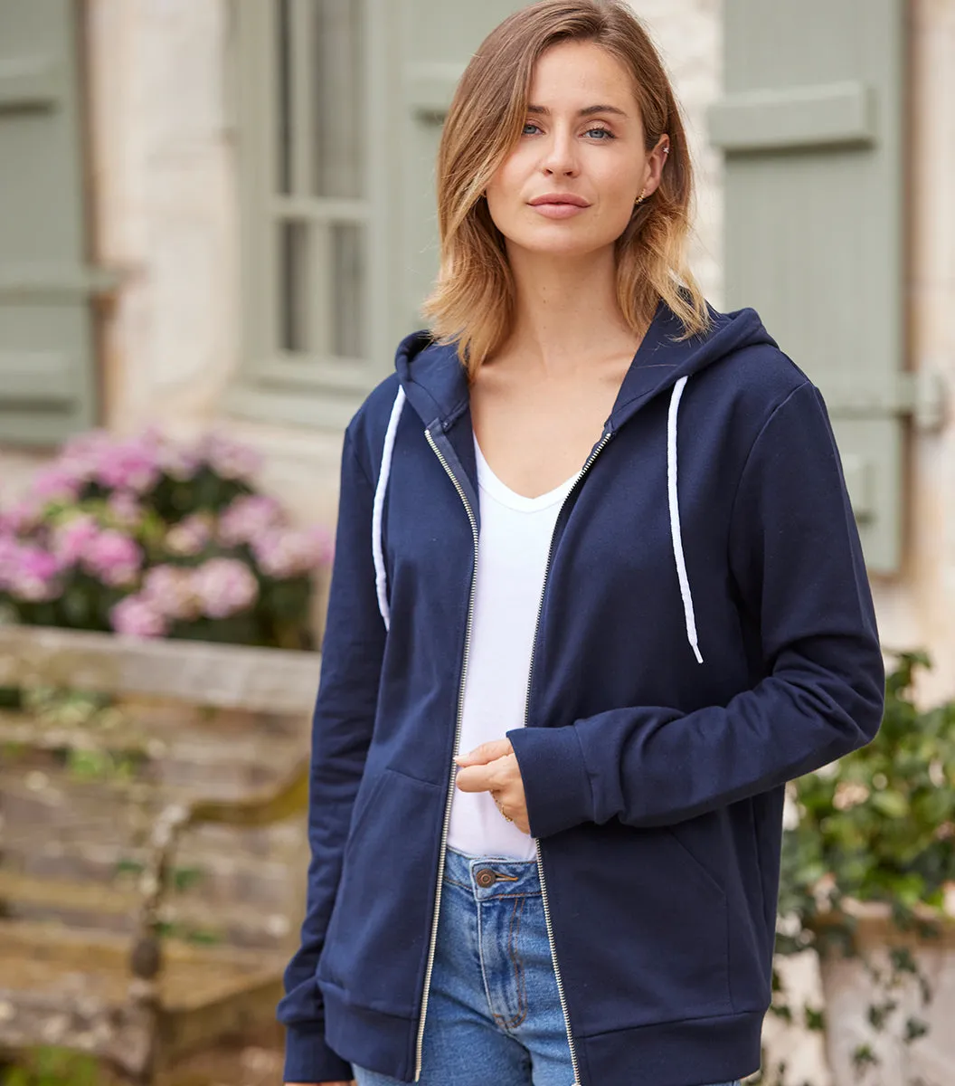 Cocorico Intemporel Sweat Zippé Femme Marine Coton
