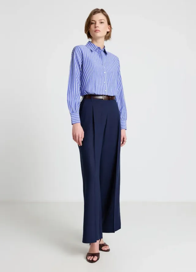 Calliope Palazzo Pantalon Large Femme Misto Lin