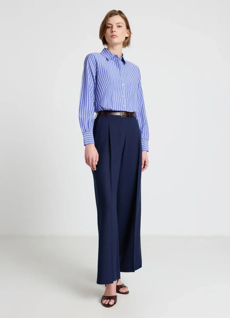 Calliope Palazzo Pantalon Large Femme Misto Lin