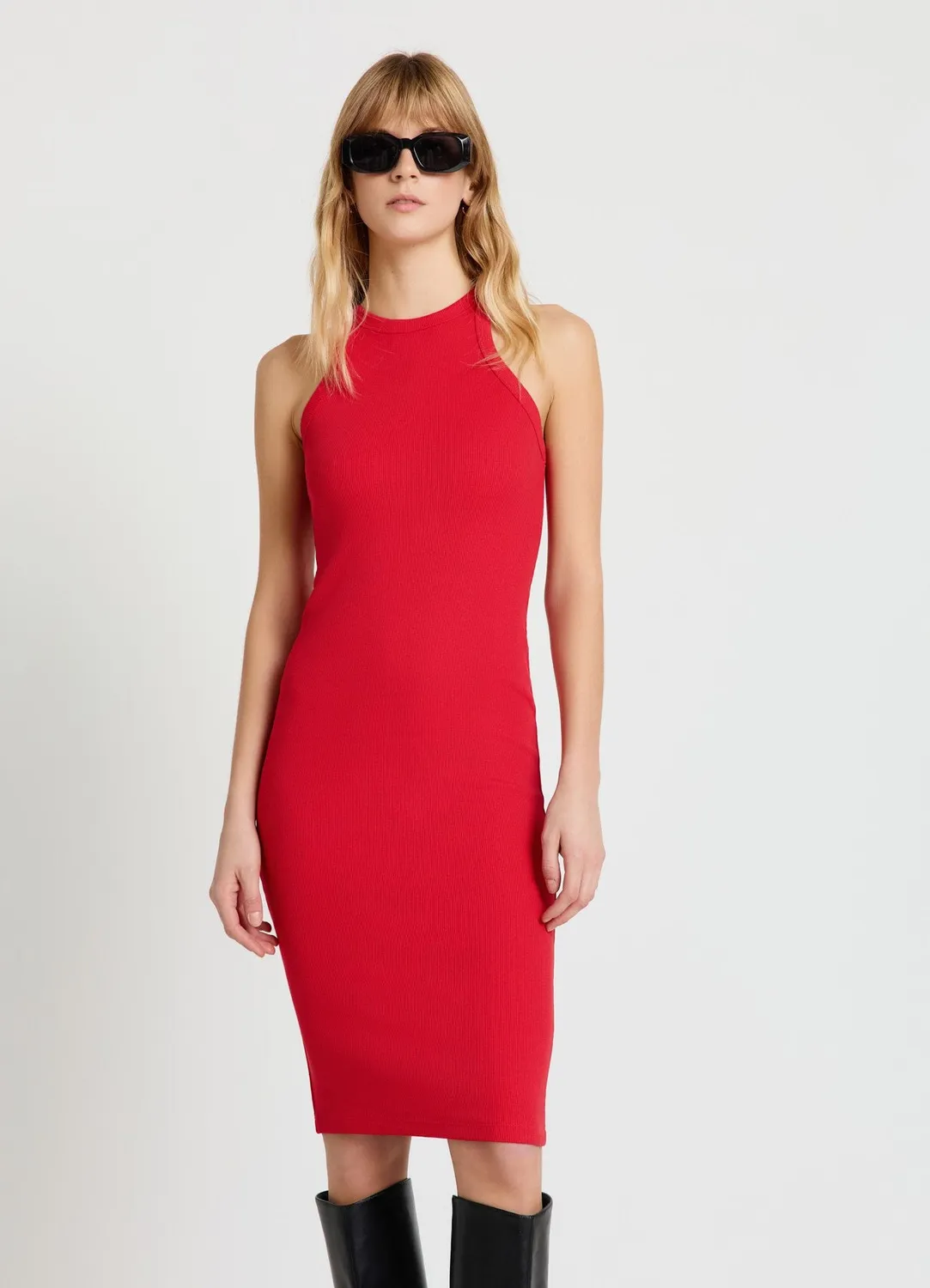 Calliope Atelier robe longue côtelée épaules dénudées