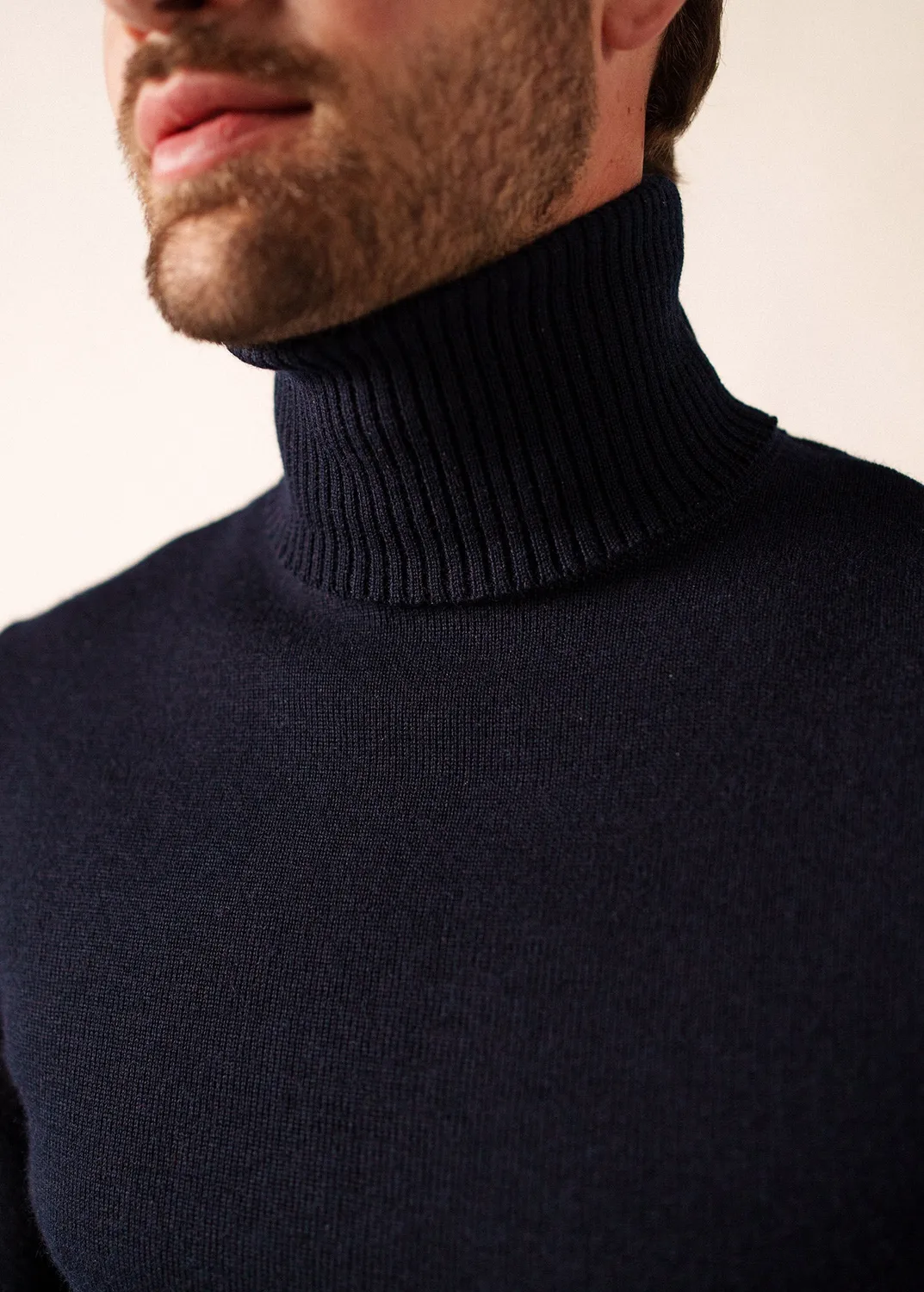 Saint James Pull Col Roulé Marine 100% Laine Marine