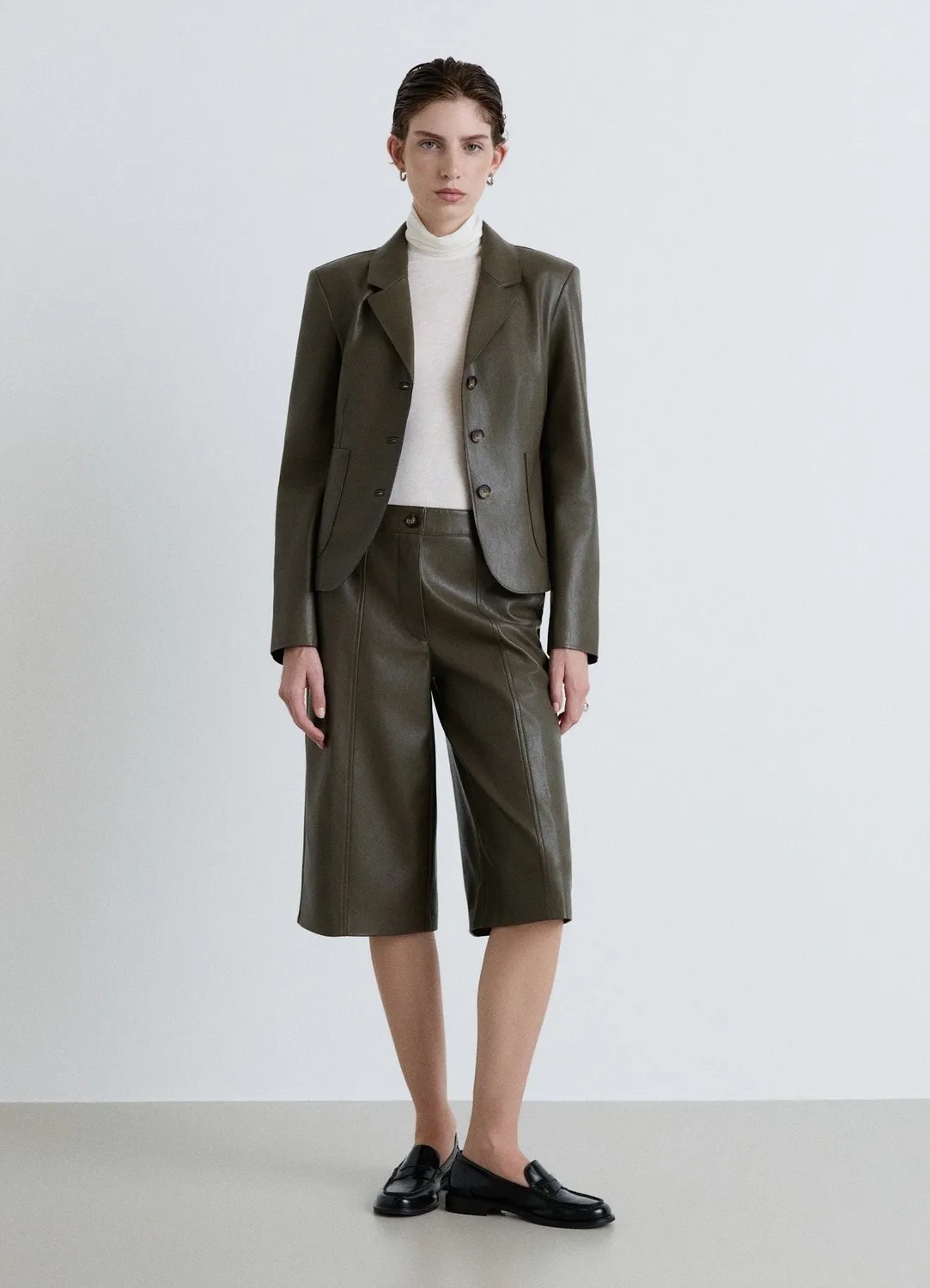 Calliope blazer effet cuir femme droit boutons uni