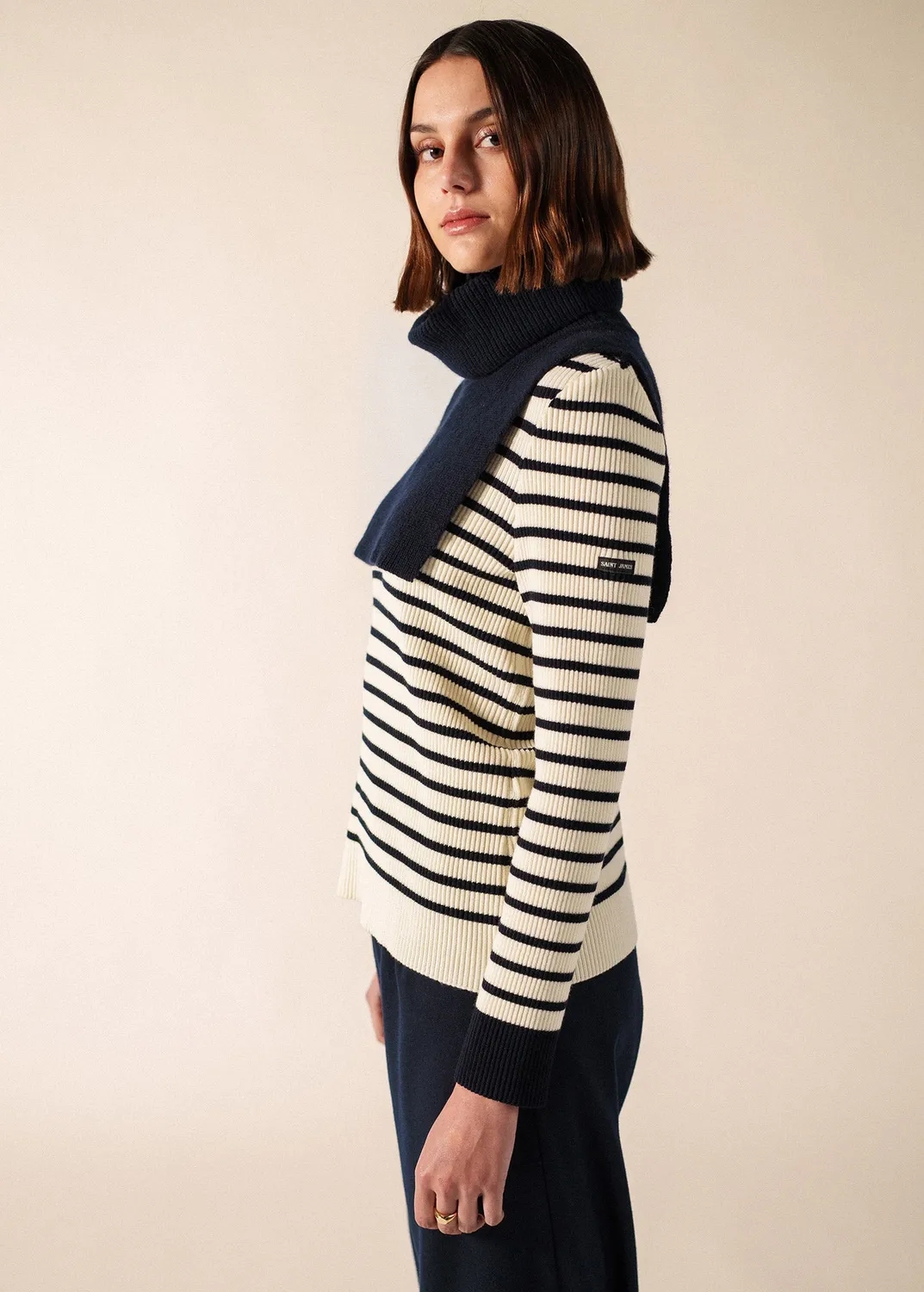 Saint James col écharpe laine navy