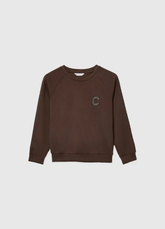 Calliope sweat fille lettre col rond coton