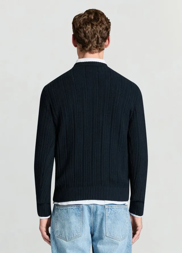 Calliope pull homme torsades col rond manches longues