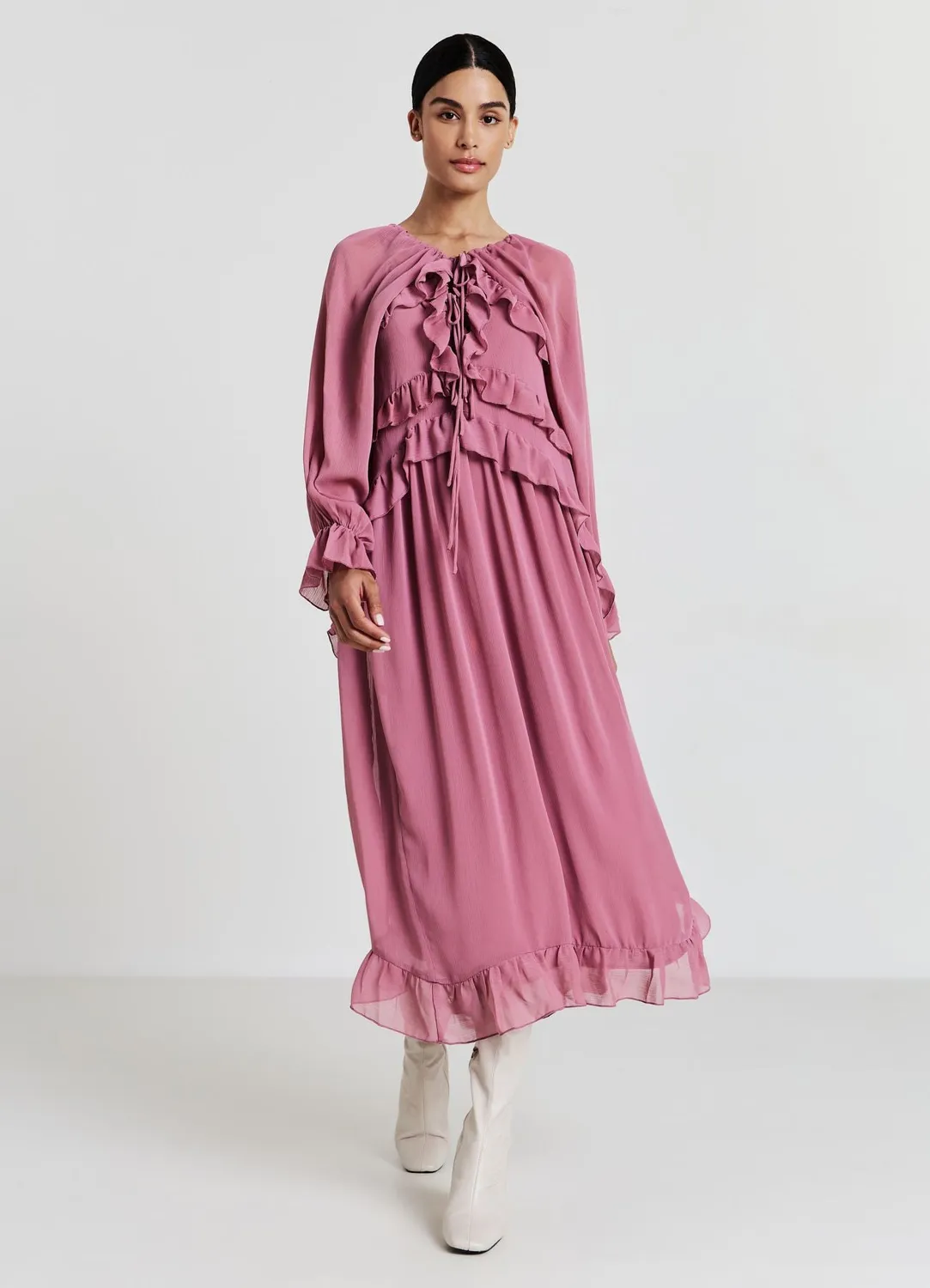 Calliope robe longue volants georgette femme