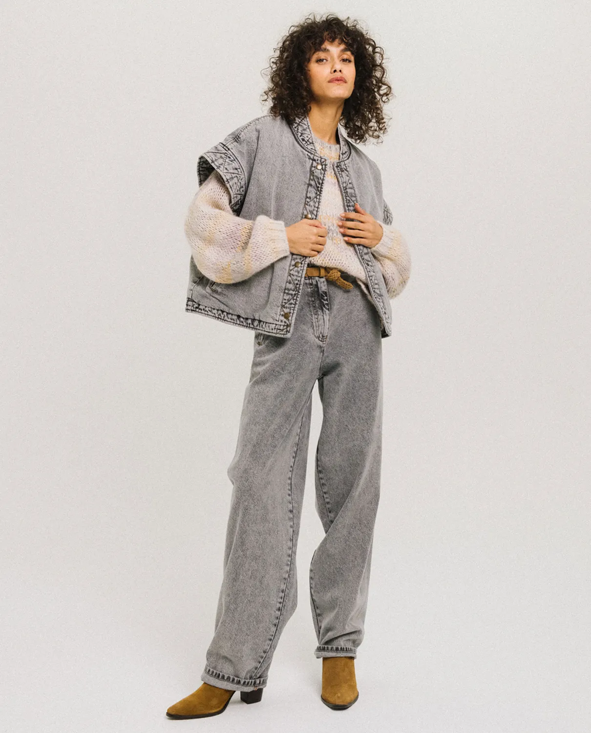 TINSELS FEDISON NUAGE jean barrel coton gris
