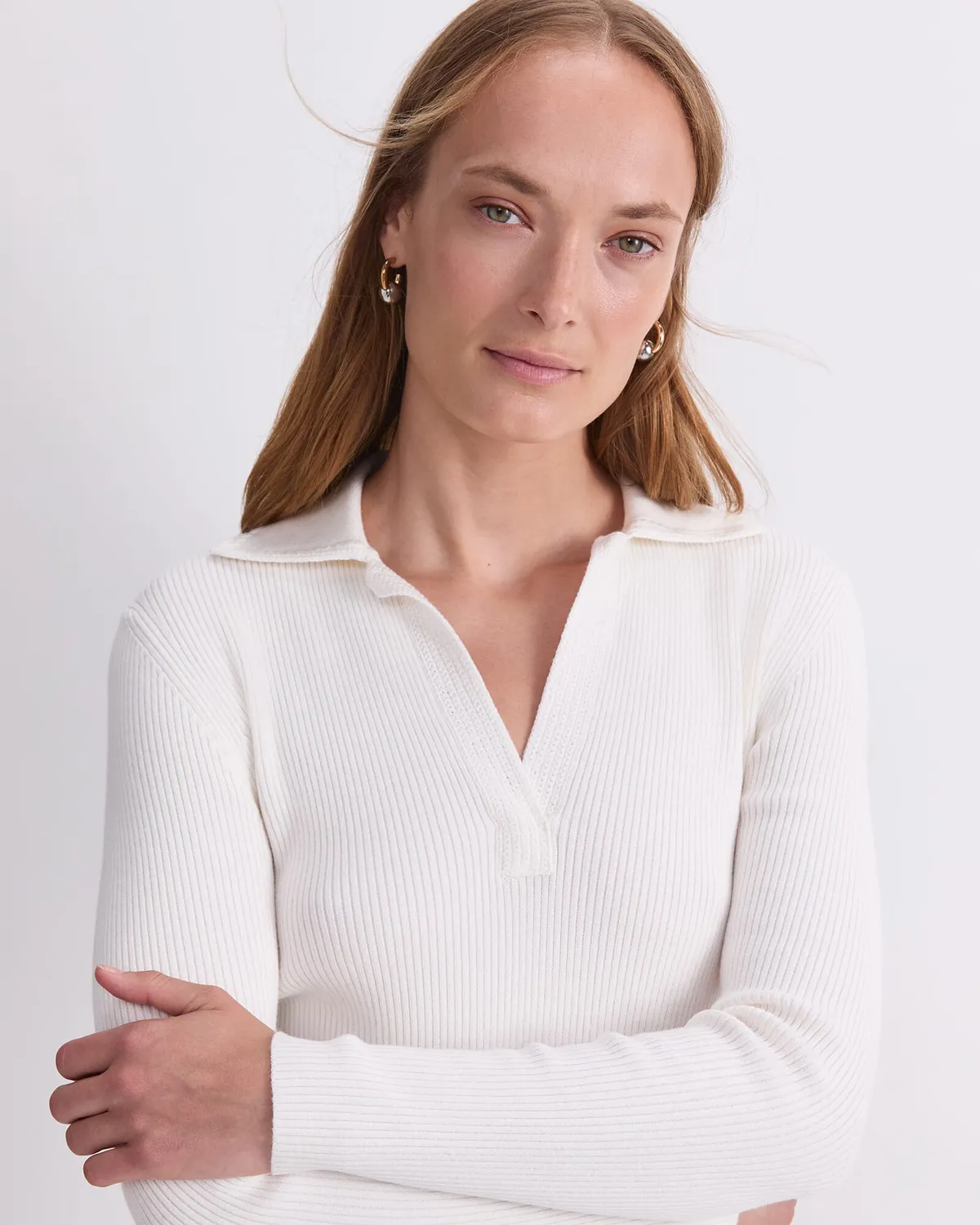 Sportscraft Crafted Collar Rib pull polo femme laine