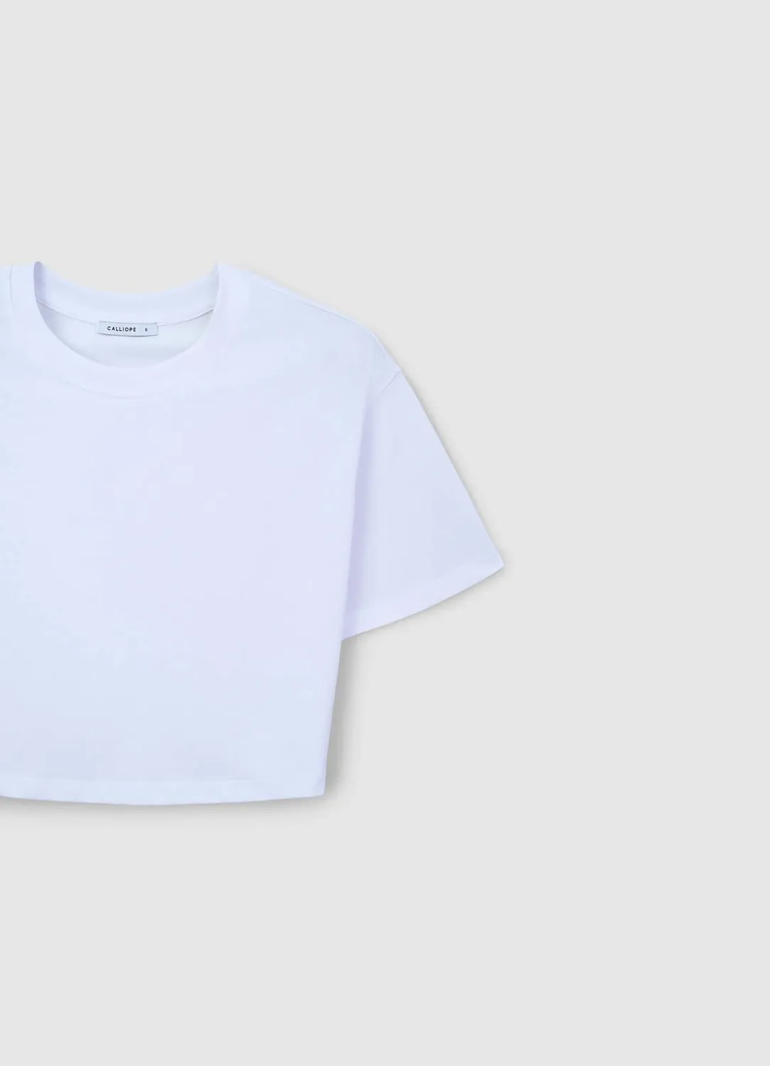 Calliope T-shirt crop coton femme uni manches courtes