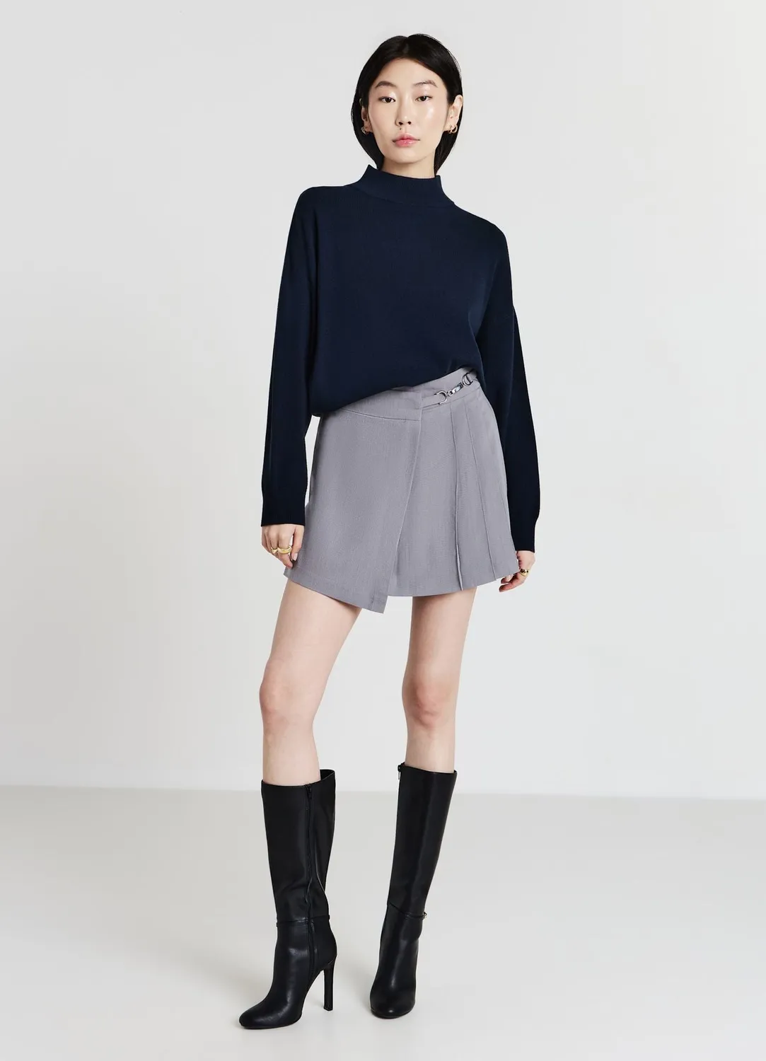 Calliope pull col roulé uni femme manches longues