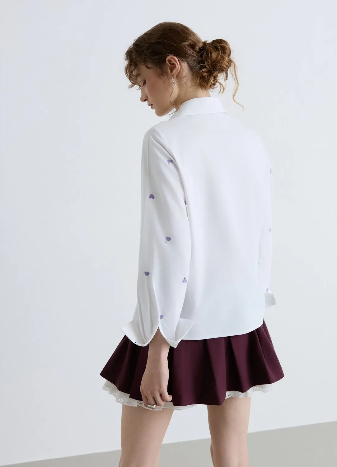 Calliope chemise cœurs brodés perles femme coton