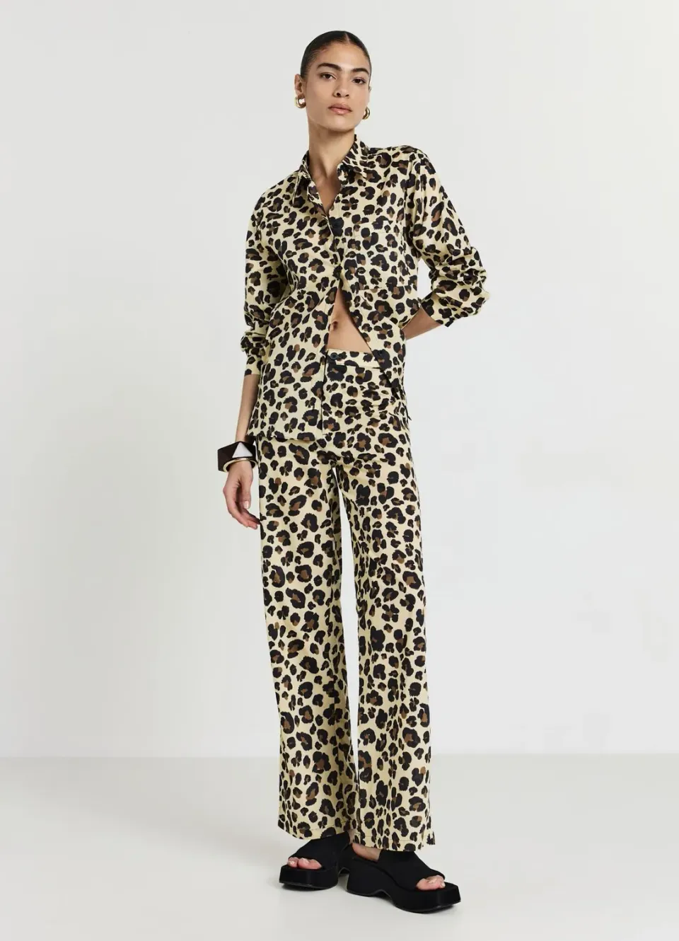 Calliope Straight pantalon droit animalier coton