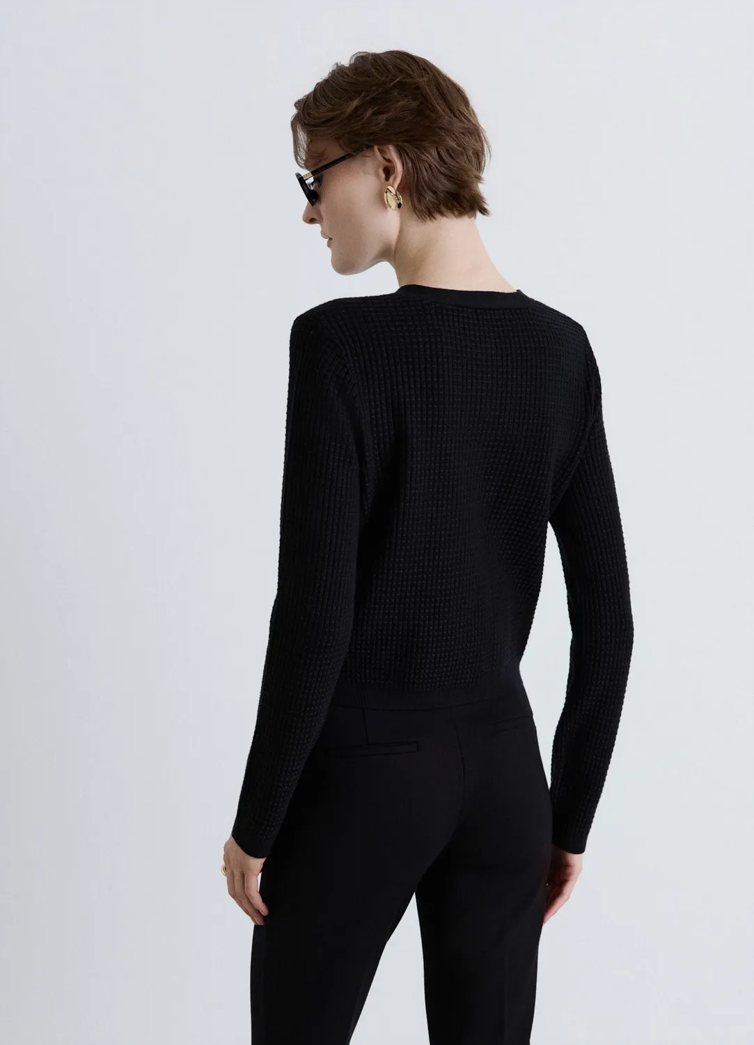 Calliope cardigan femme nid abeille boutons bijou