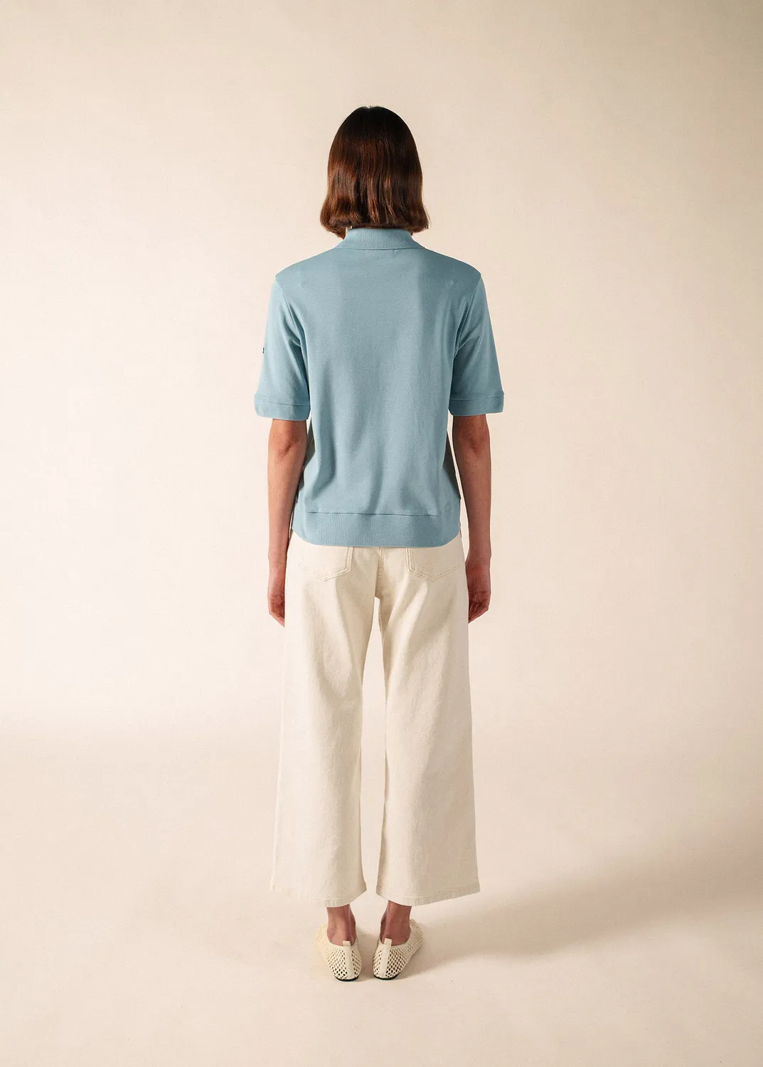 Saint James Carola polo céleste clair coton femme